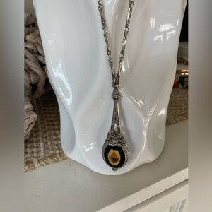 1928 Silver Necklace with Yellow Floral Pendant